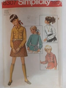 Shirt Scarf Blouse Top Simplicity Sewing Pattern 8307 Girls 6 VTG Cut Western  - Picture 1 of 6