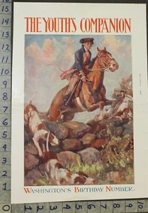 1911 POLITICAL WASHINGTON COVER ART YOUTH COMPANION HUNT EQUESTRIAN ART 28289 - Picture 1 of 1