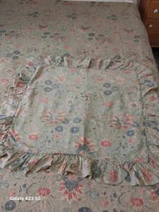 Ralph Lauren Isabella Ruffled Euro-Pillow Sham-Cotton & Linen 1990's-2 Available - Picture 1 of 4