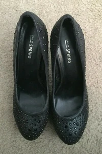 CALL IT SPRING Black 4.5" Sparkle Spiked Stiletto Heel 1" Platform Size 8.5 M US - Picture 1 of 5