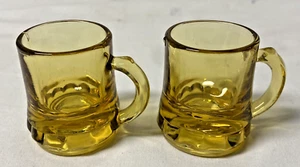 Bund Glas Set 2 Mini Bernstein Bierkrug Schnapsgläser mit Griffen Zahnstocherhalter - Bild 1 von 7