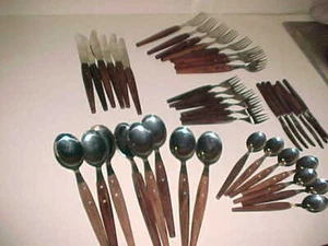 GERMANY ROSTFREI MODERNIST Mid-Century FLATWARE - WOODEN HANDLES - 41 PCS - Picture 1 of 11