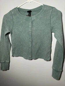 Art Class GIRLS sweater size MEDIUM (8) Green crop wide pullover knitted style - Picture 1 of 5