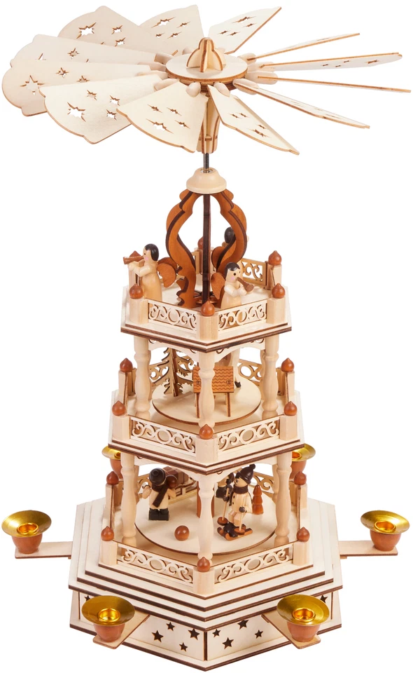 BRUBAKER Christmas Pyramid - 18 Inches - 3 Tier Carousel - Designed in Germany - Image 1 of 4