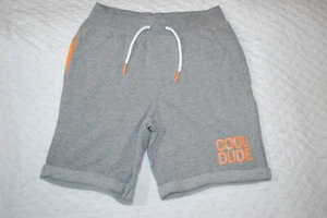 Boys GRAY KNIT SWEAT TYPE SHORTS Ribbed Elast Waist "COOL DUDE" Pockets SIZE 8 - Picture 1 of 2