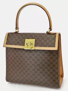 Auth CELINE Brown Macadam PVC Canvas and Leather Hand Bag Purse #60069 - Picture 1 of 13