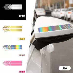2Pcs Car Side View Mirror Rearview Reflective Stripe Vinyl Decal Sticker DIY - Picture 1 of 17
