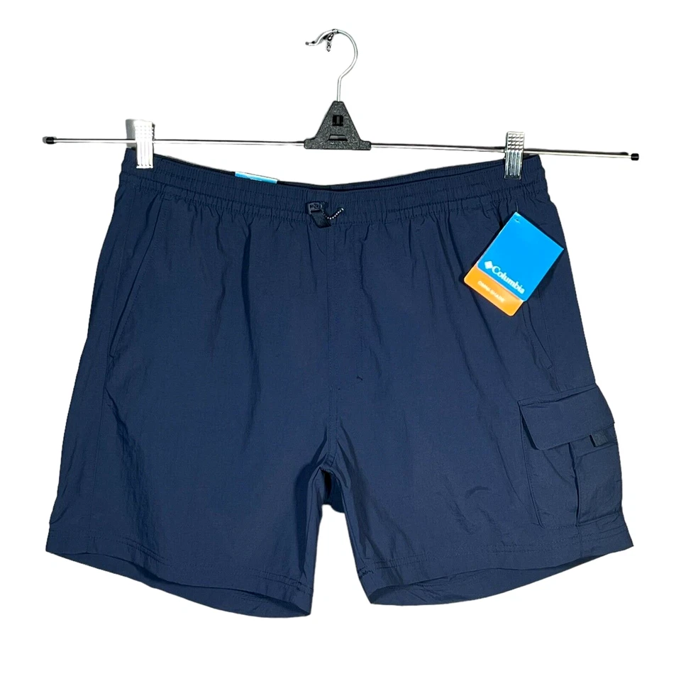 Columbia Mens Nylon Short Size L Blue UPF 50 Sun Protection Quick Drying Fabric