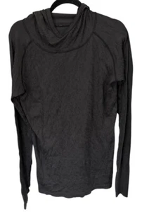 Lululemon Black Hooded Tunic Top Thumb Holes No Size Tag - Picture 1 of 3