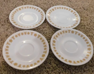 25-515 Set of 4 Vintage Gold Butterfly Corelle Saucer Plates 6-1/4 Inches Plate - Picture 1 of 7
