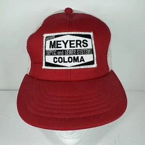 VTG Meyers Septic Trucker Hat Cardinal Cap & Jacket Co. Red Mesh Foam Patch - Picture 1 of 9