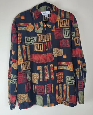 Chaqueta Vintage Erin London Años 90 Talla Grande Cremallera Completa Estampado Retro Multicolor  Foto 1 de 3