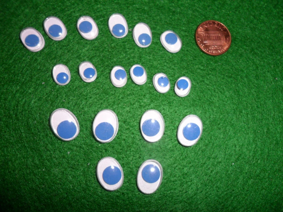 Ojos de plástico ovalados vintage de 15 mm 12 mm 10 mm - azules - 3 pares cada uno Foto 1 de 1