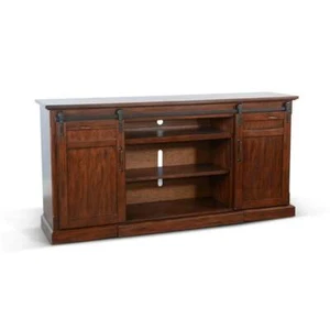 Sunny Designs Vintage Mocha Sliding Barn Door TV Console - Picture 1 of 2