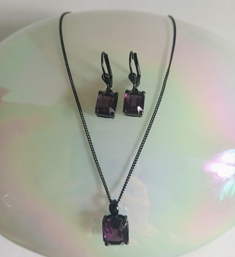 Splendida rara collana Givenchy pistola ametista metallo con orecchini abbinati