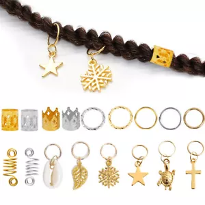 80pcs Hair Jewelry Rings Decor Dreadlock Bead Braiding Pendant Cuff Accessories - Picture 1 of 6