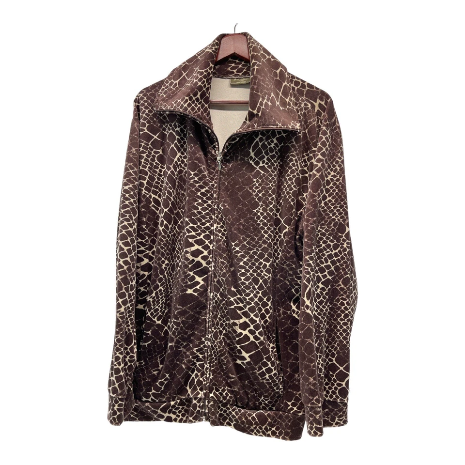Chaqueta Jane Ashley para mujer estilo de vida informal 2XL patrón de cocodrilo marrón con cremallera Foto 1 de 4