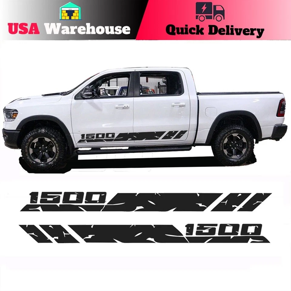 Kit de gráficos de calcomanías de vinilo puerta lateral deportiva para Dodge Ram 1500 2 piezas Foto 1 de 4