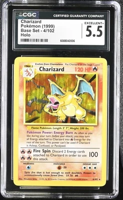 CGC 5.5 Charizard 1999 Base Set 4/102 Holo Pokemon Card - Image 1 of 2