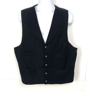 WAH Maker Frontier Clothing Vest Men XLT Black Wool 5 Button Pockets Made In USA - Picture 1 of 13