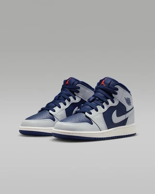 DQ8423-403 Nike GS Air Jordan 1 Mid Blue Void Summit White Hot Lava Foto 1 de 4