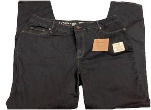 Jean Sonoma Mujer Nuevo con Etiquetas Talla 16W Delgado Recto Tiro Medio Elastizado Azul Oscuro Tejido - Imagen 1 de 5