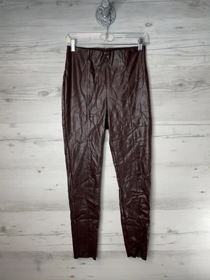 H&M Pants Womens 6 Burgundy Faux Leather Pull On Leggings Coated Oxblood Slim - Image 1 of 4