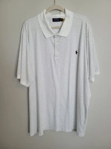 Ralph Lauren Shirt Mens 4XB Short Sleeve Casual Golf Polo White Black Dot - Picture 1 of 9