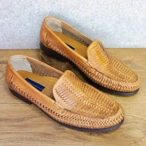 Giorgio Brutini Leather Loafers Brown 13 M Basket Weave Vacation Cruise Coastal - Picture 1 of 11