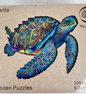 Mys Aurora Wooden Puzzle Sea Turtle World 200 Pieces 9.2 in. x 11 in. Sealed - Image 1 of 4