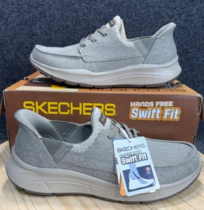 Zapato para hombre Skechers ajuste rápido manos libres con cordones sin usar, puntera color topo talla 10 nuevo en caja - Imagen 1 de 14