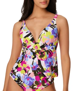 Bar III Women's Paradise Garden Tankini Top Lavender Multi Size Medium New - Picture 1 of 4