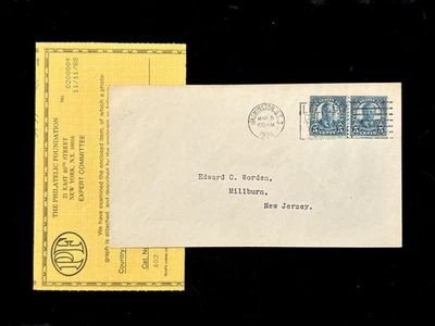 DC WASHINGTON MAR 5, 1924 FDC #602 LINE PAIR TO WORDEN RARE, WITH PF CERT. - Image 1 of 4
