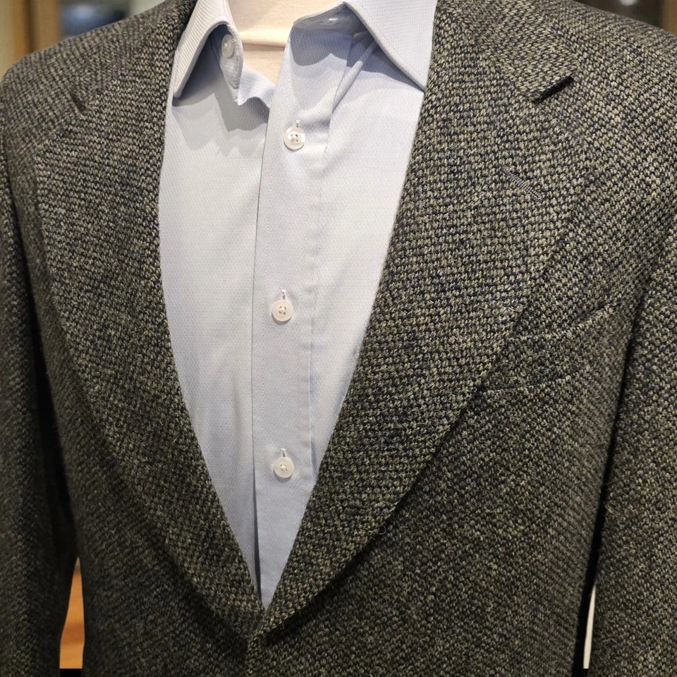 Винтажный зеленый твид Harris Tweed 39r 1960-е с широкими лацканами - Изображение 1 из 4