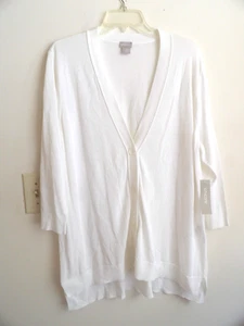 Chicos Women's Cardigan Sweater. 3 Button Front. 3/4 Sleeve Alabaster Size 3 NWT - Picture 1 of 3