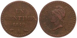 France - France 1 Centime 1849 A - Bronze, 2g, Ø 18mm Km#754 - Picture 1 of 1