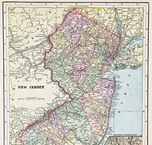 1891 NEW JERSEY State Map AUTHENTIC (12X9.5) RAILROADS Townships RAILROADS - Imagen 1 de 3
