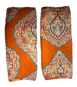 2 Pillow Shams Quilted King Lush Décor Harley Tangerine Orange - Picture 1 of 3