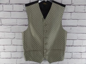 Mens Gold Button Up Vest Waistcoat Black Size Small 2 Pocket 6 Button Front - Picture 1 of 8