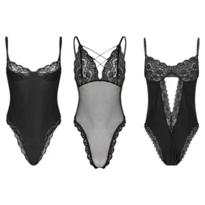 Herren Sissy Dessous Blumen Spitze durchsichtig Turnanzug Body Crossdress Unterwäsche - Bild 1 von 54