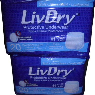 SWEETDEALALABAMA LivDry Adult Incontinence Underwear, SM, 40-Pack, Extra Absorbency Adult Diapers