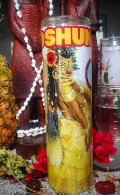 Vela Oshun 7 días con ofrenda - amor - intimidad - belleza - riqueza - creatividad Foto 1 de 2