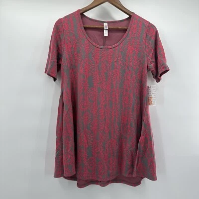 Camiseta Lularoe Perfect para mujer XS rosa gris tejida cuadrada de gran tamaño abertura lateral modesta Foto 1 de 4