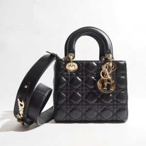 CHRISTIAN DIOR Lady Dior My ABC Handbag Small Black Shoulder Bag Black Leather - Picture 1 of 10