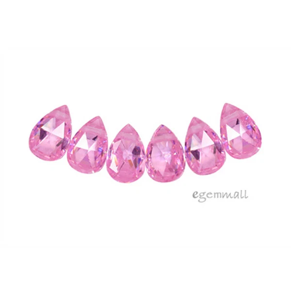 Briolettes planos de circonita cúbica 5x7 mm 10 piezas rosa #64111 Foto 1 de 1