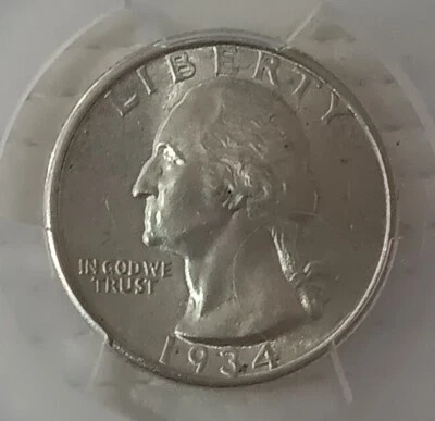 MS62 Gorgeous 1934 Silver Washington Quarter, Medium Motto - Image 1 of 4
