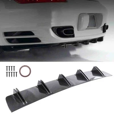 For BMW E46 E90 325i 328i 330i Carbon Look Rear Bumper Diffuser 10 Fins Splitter - Image 1 of 4