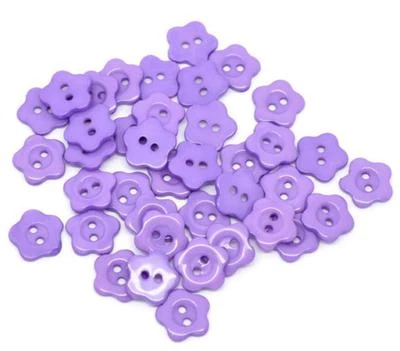 12PCS Purple Resin Two Hole Flat Button Flower Shape DIY Sewing Kids 14MM/22L - Image 1 of 3