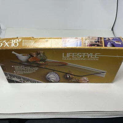Vintage 1988 LifeStyle Glass Shelving System 6”X18” Made In USA Dorfile Newell - Image 1 of 4