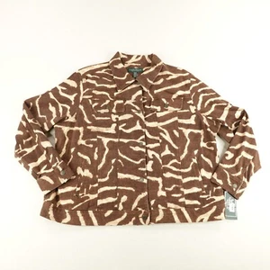 Lauren Ralph Lauren Jacket Womens 3X Brown Zebra Soft Denim Trucker Coat LRL NEW - Picture 1 of 10